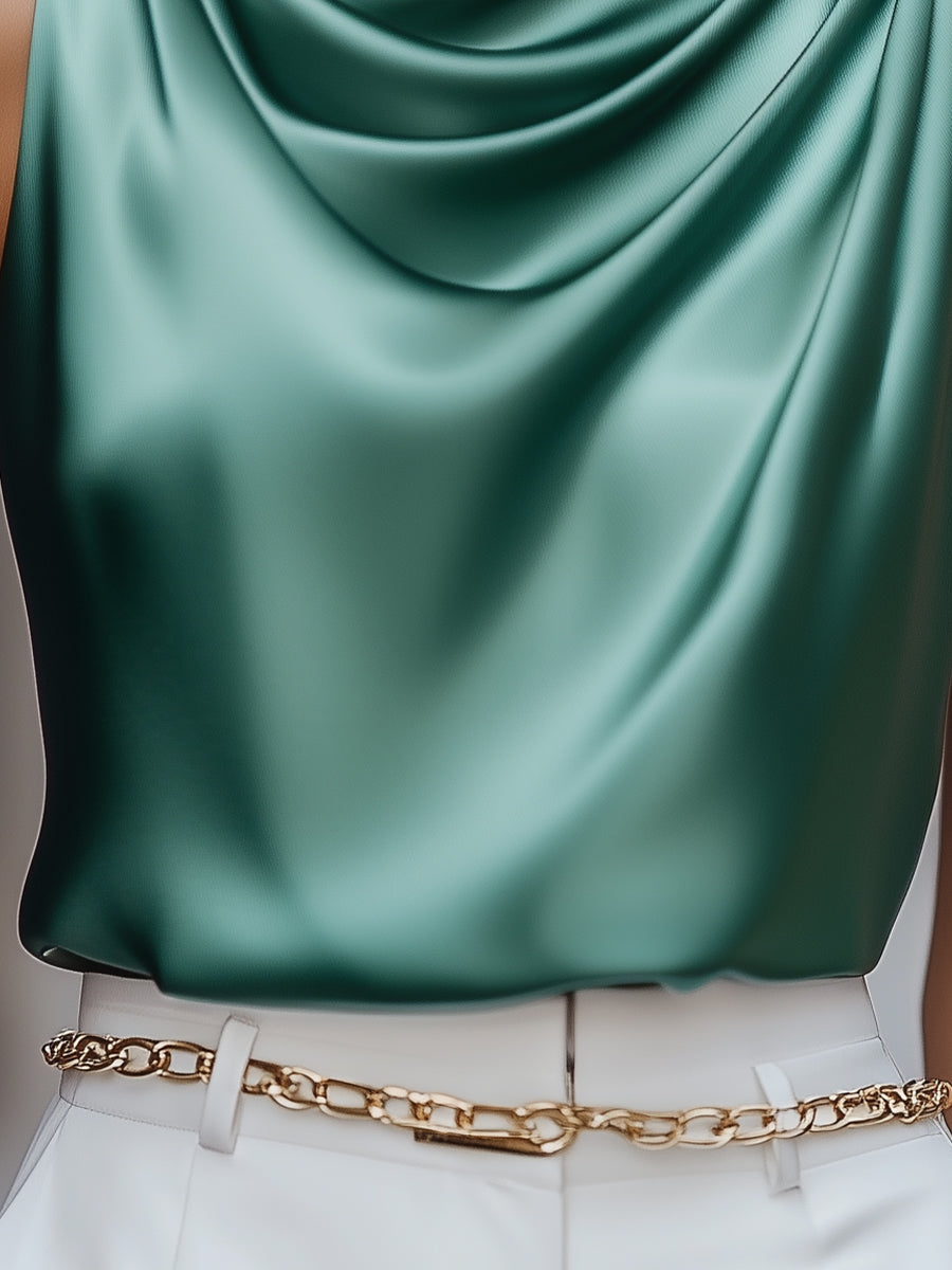 Mila Milano™ | Blusa di Raso Teal