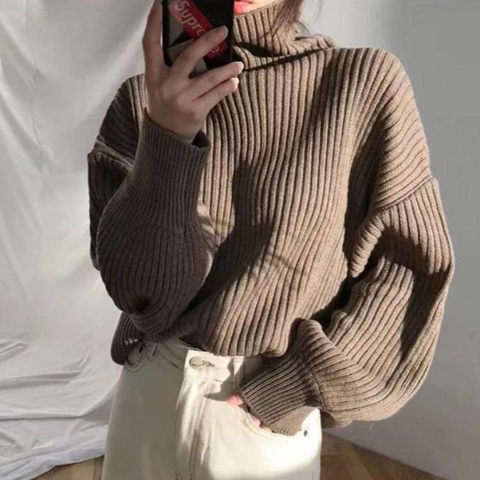 Mila Milano™ | Pullover di lusso con colletto alto e maniche a palloncino