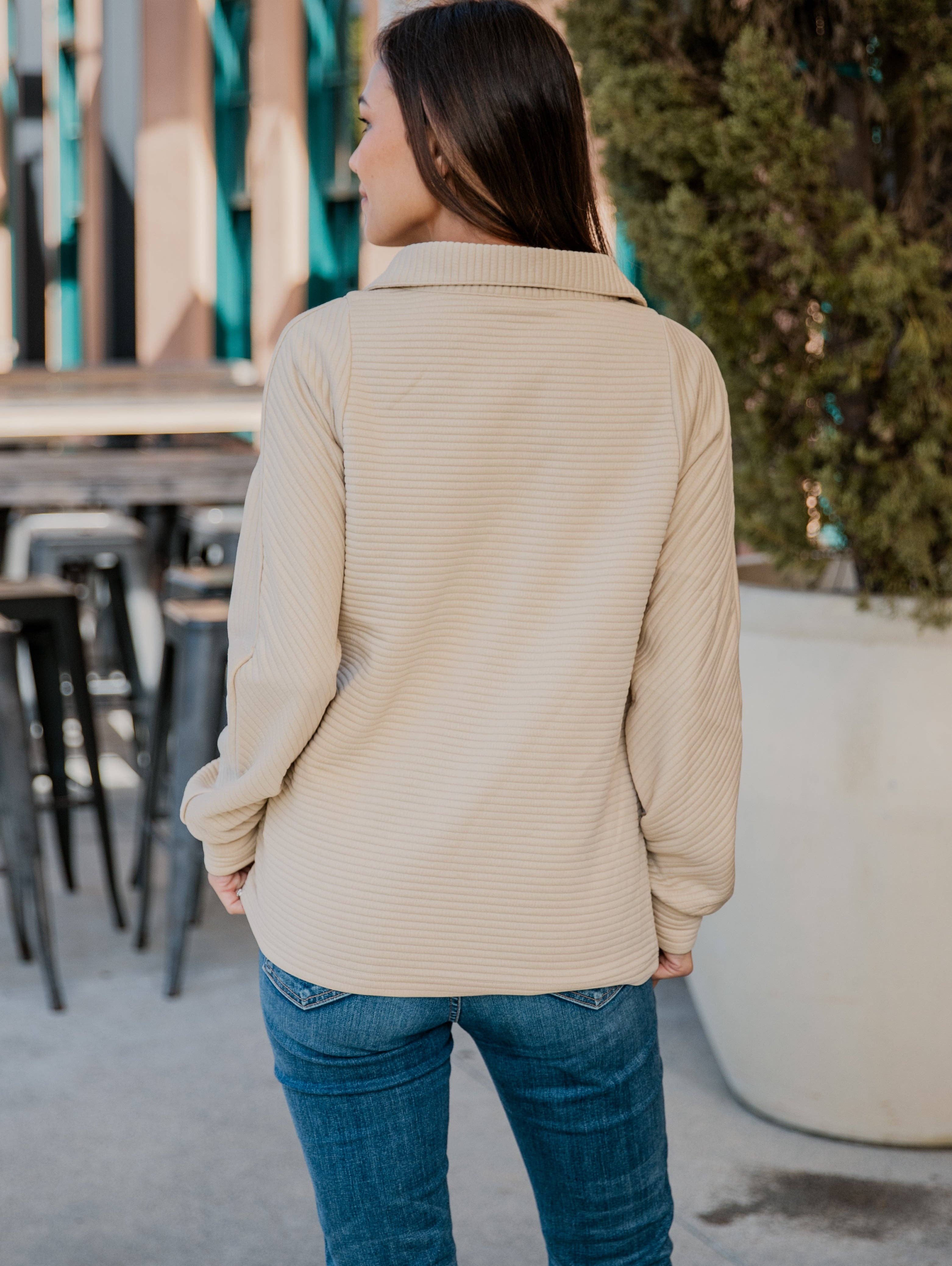 Mila Milano™  |  Pullover con zip e texture a coste