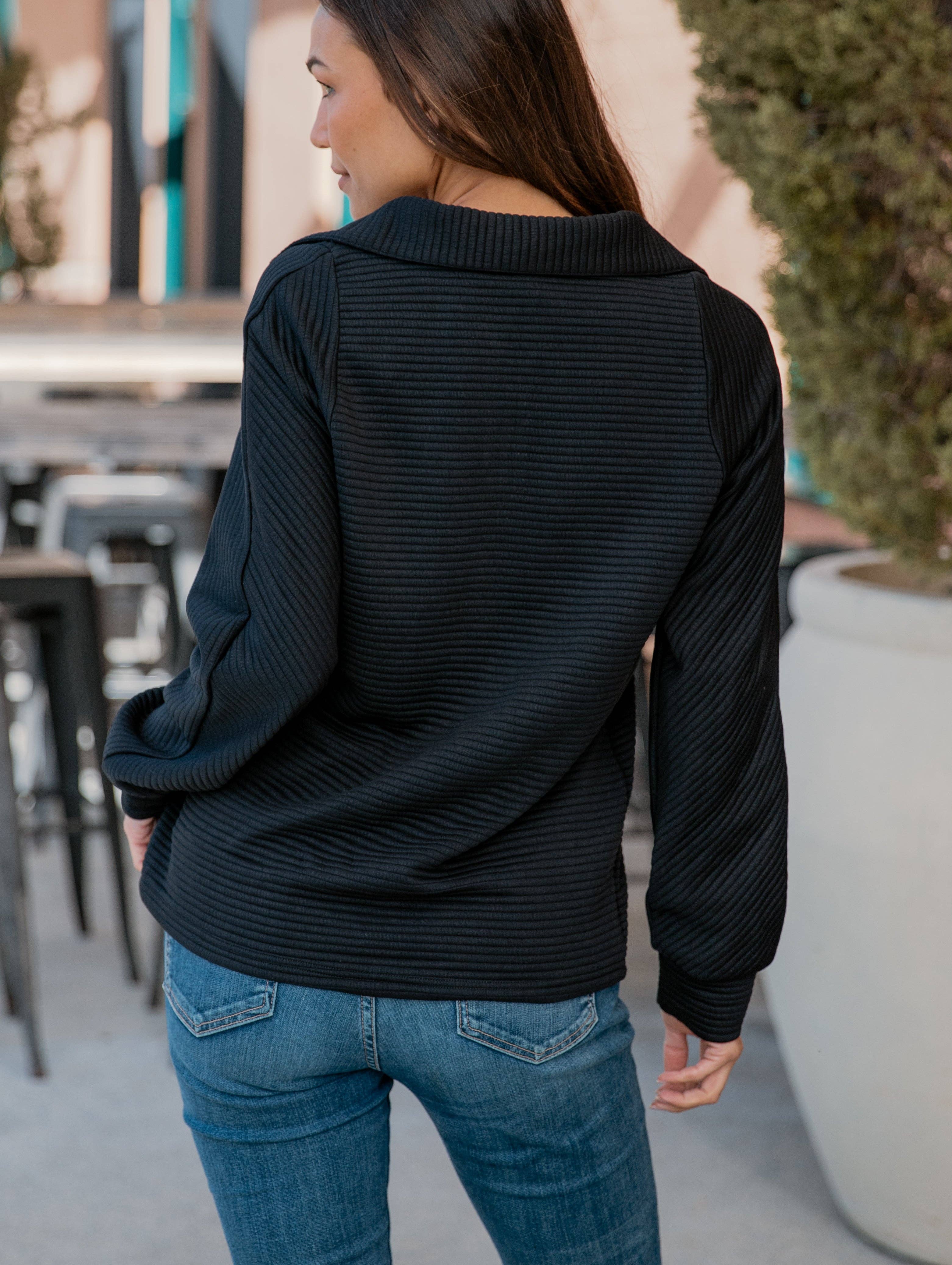 Mila Milano™  |  Pullover con zip e texture a coste