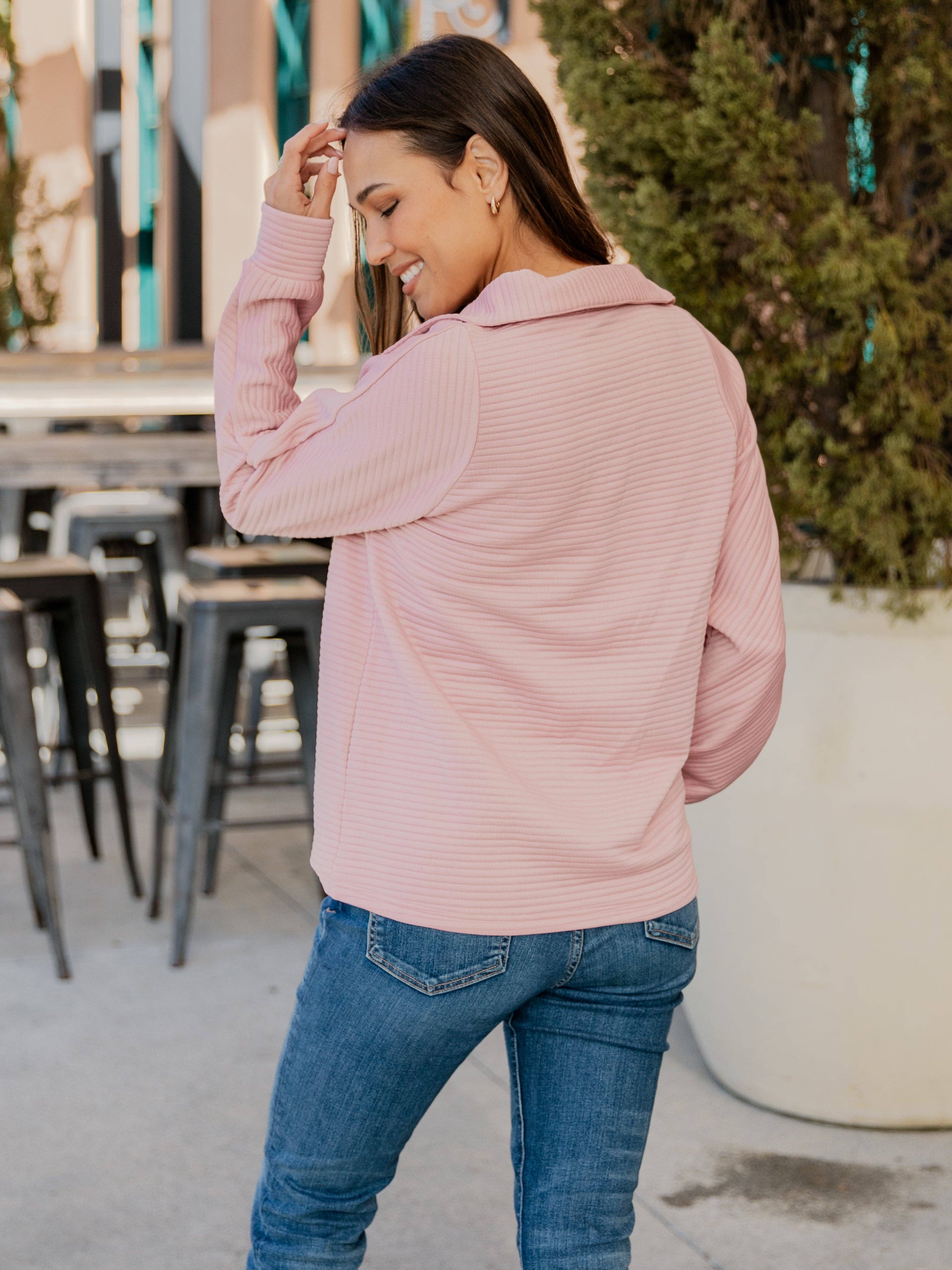 Mila Milano™  |  Pullover con zip e texture a coste