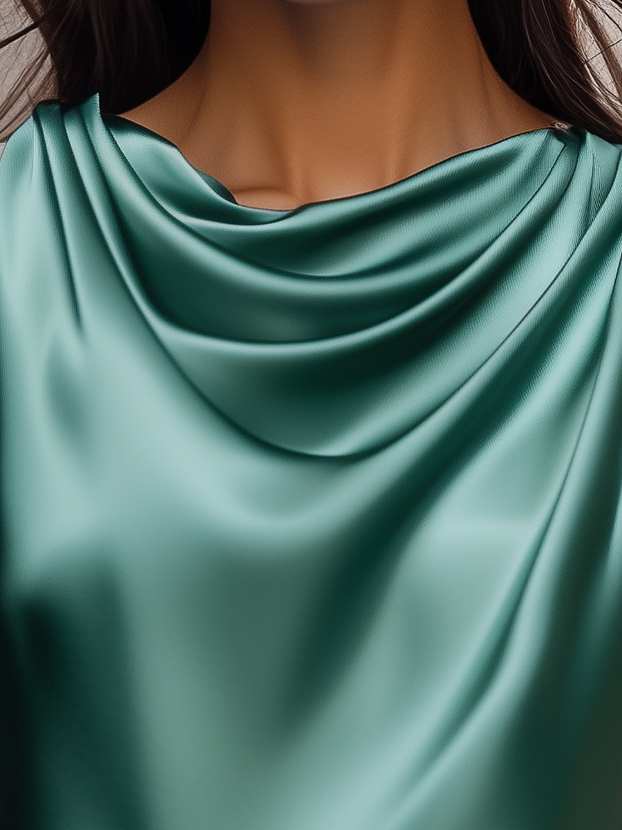 Mila Milano™ | Blusa di Raso Teal
