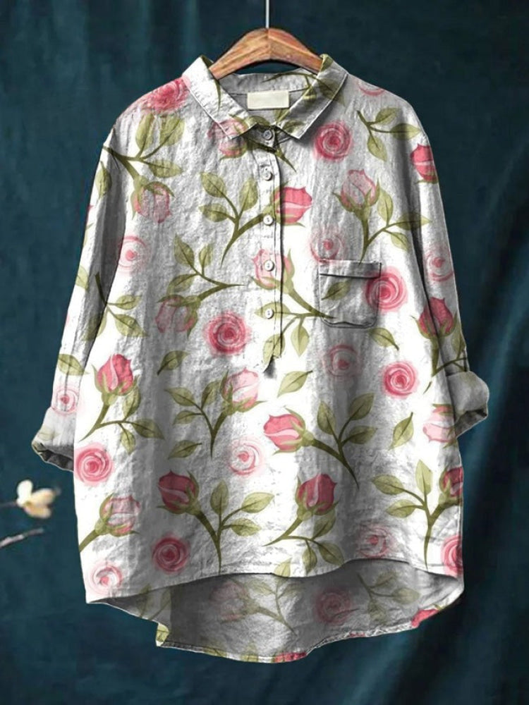 Lina | Camicia Ricamata a Fiori Vibranti